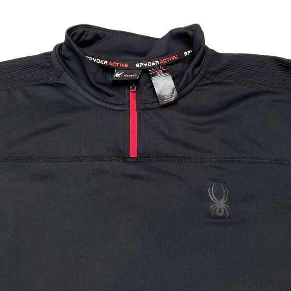 Spyder Active Shirt Men's Medium Black ProwB Long Sleeve Quarter Zip Pullover - Picture 8 of 16